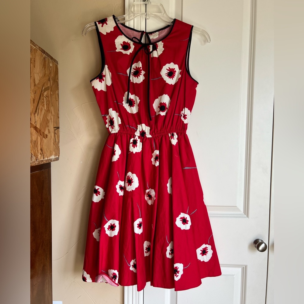 VINTAGE RED DRESS W/ WHITE POPPIES
